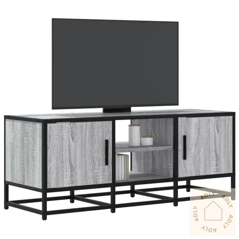 Tv-Benk Grå Sonoma 100X35X41 Cm Konstruert Tre Og Metall