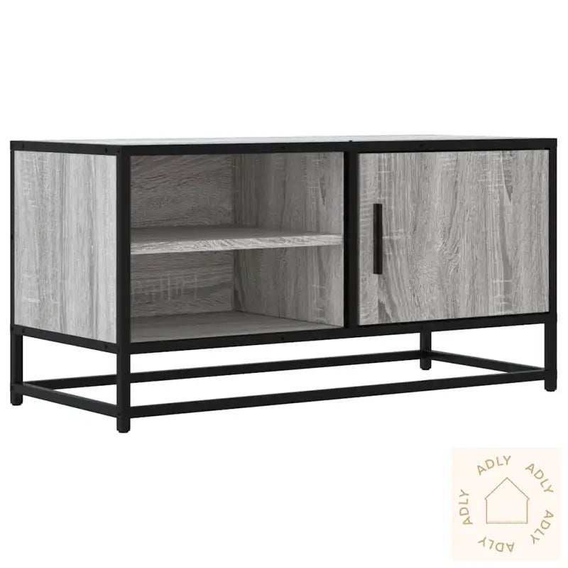 Tv-Benk Grå Sonoma 80X34,5X40 Cm Konstruert Tre Og Metall