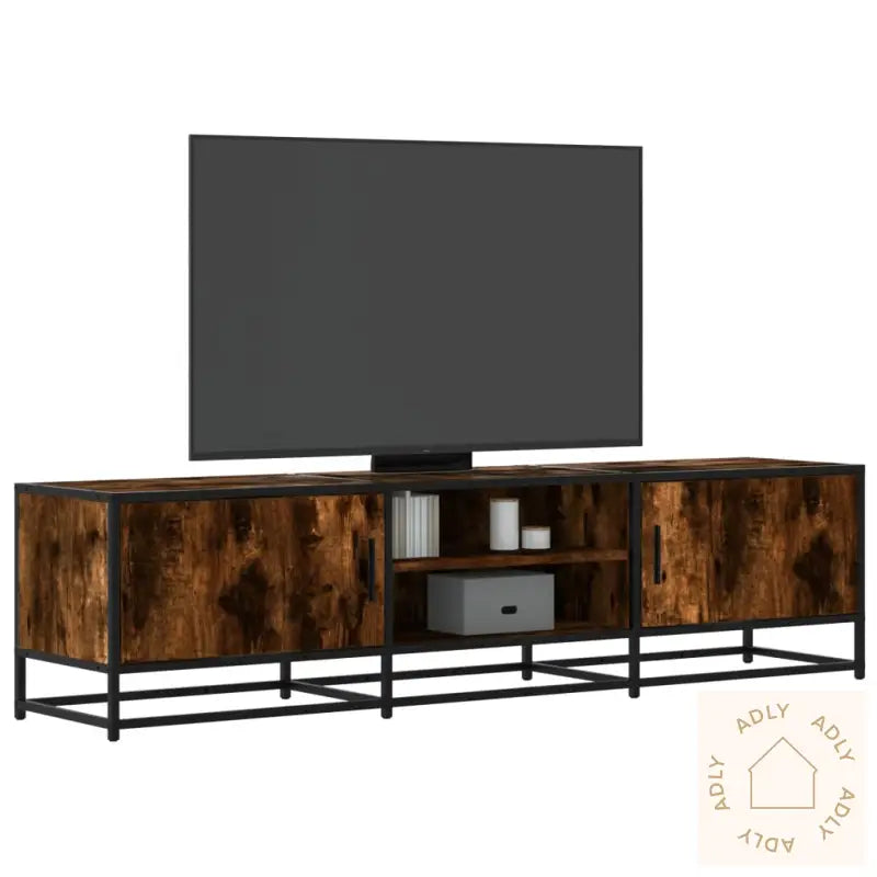 Tv-Benk Røkt Eik 160X35X41 Cm Konstruert Tre Og Metall