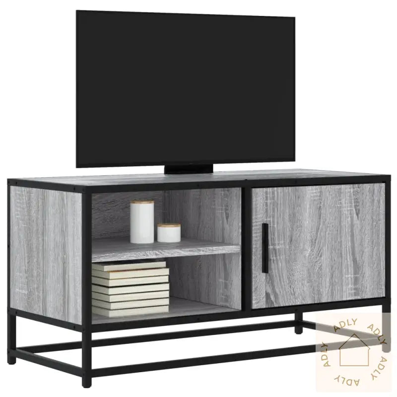 Tv-Benk Grå Sonoma 80X34,5X40 Cm Konstruert Tre Og Metall