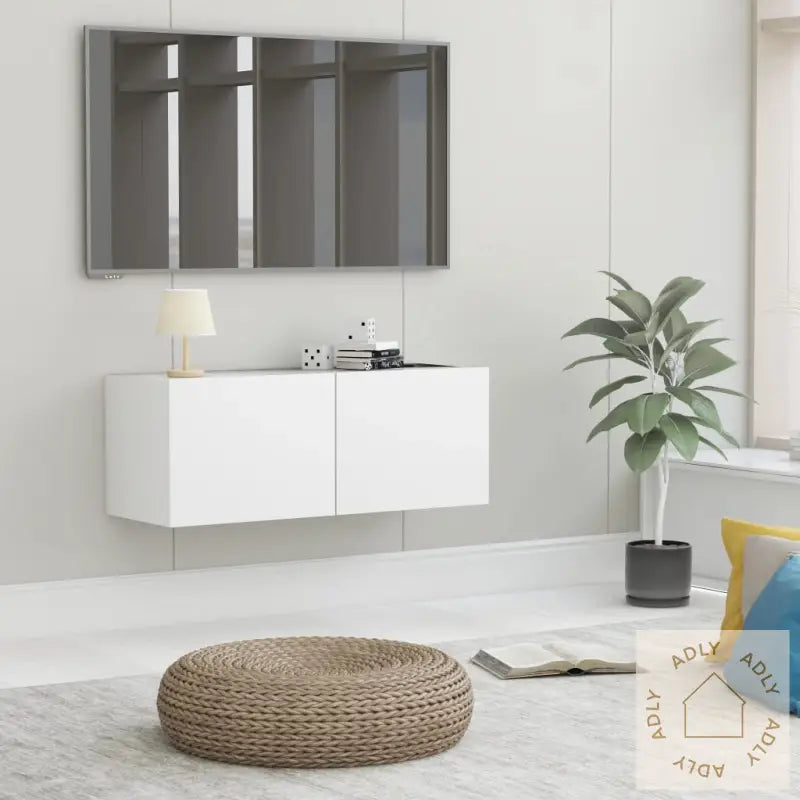 Tv-Benk Hvit 80X30X30 Cm Konstruert Tre