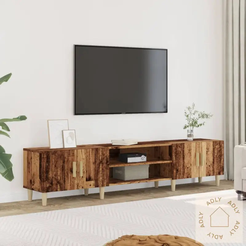 Tv-Benk Gammelt Tre 180X31,5X40 Cm Konstruert Tre