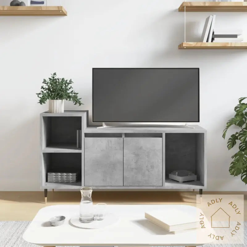 Tv-Benk Betonggrå 100X35X55 Cm Konstruert Tre