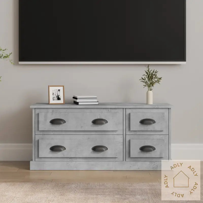 Tv-Benk Betonggrå 100X35,5X45 Cm Konstruert Tre