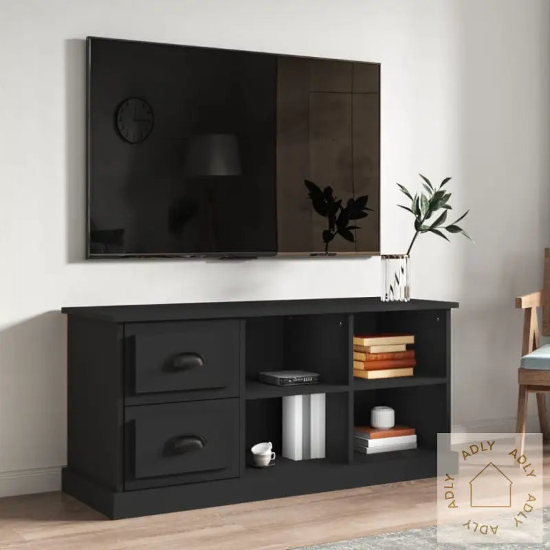 Tv-Benk Svart 102X35,5X47,5 Cm Konstruert Tre