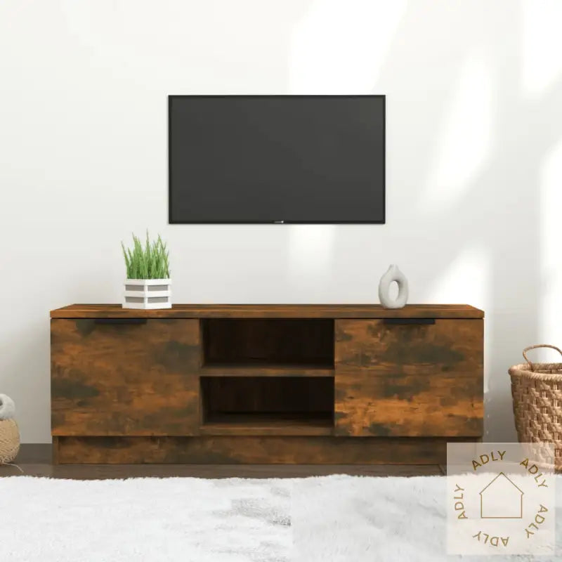 Tv-Benk Røkt Eik 102X35X36,5 Cm Konstruert Tre