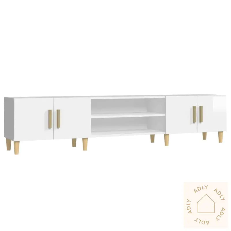 Tv-Benk Høyglans Hvit 180X31,5X40 Cm Konstruert Tre