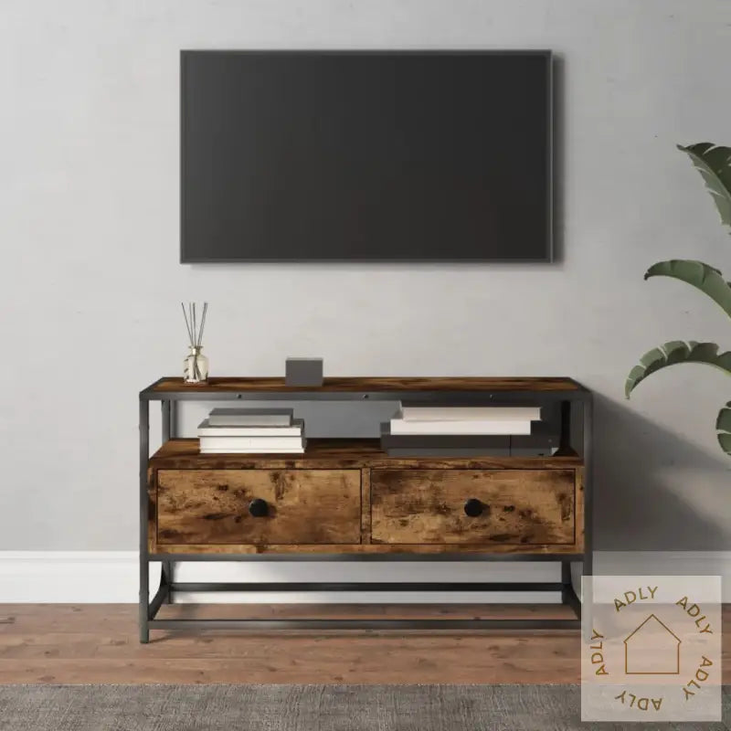 Tv-Benk Røkt Eik 80X35X45 Cm Konstruert Tre