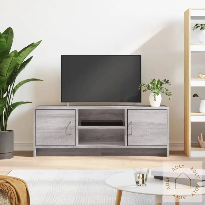 Tv-Benk Grå Sonoma 102X30X37,5 Cm Konstruert Tre