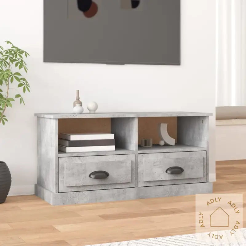Tv-Benk Betonggrå 93X35,5X45 Cm Konstruert Tre