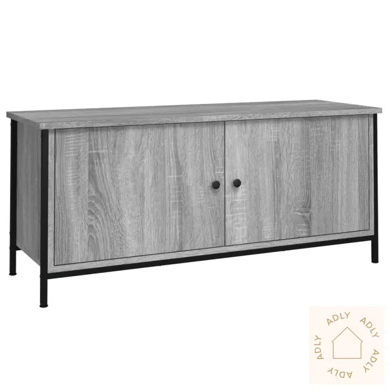 Tv-Benk Med Dører Grå Sonoma 102X35X45 Cm Konstruert Tre