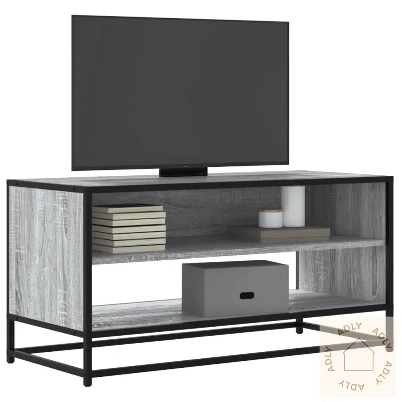Tv-Benk Grå Sonoma 91X40X46 Cm Konstruert Tre Og Metall