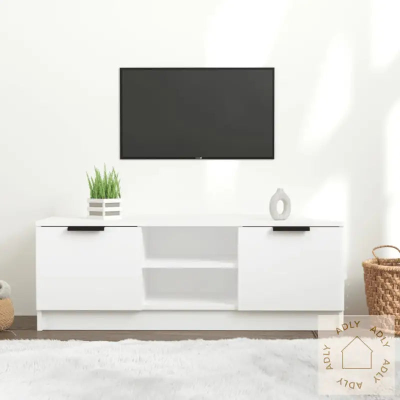 Tv-Benk Hvit 102X35X36,5 Cm Konstruert Tre