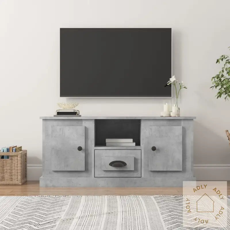 Tv-Benk Betonggrå 100X35,5X45 Cm Konstruert Tre