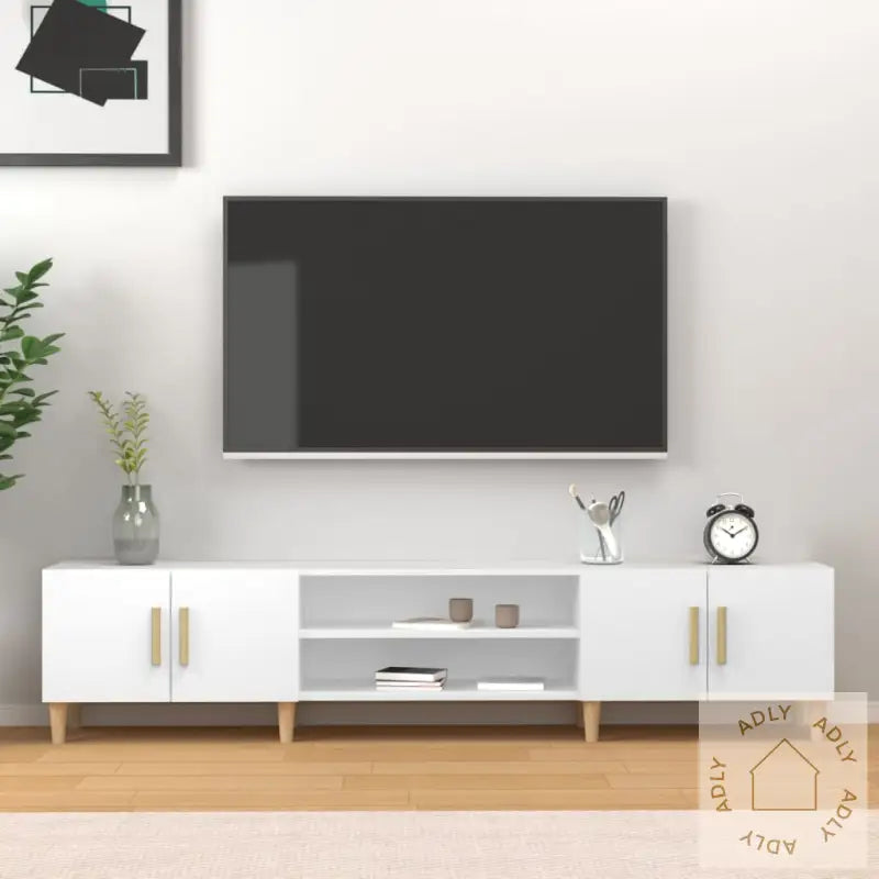 Tv-Benk Hvit 180X31,5X40 Cm Konstruert Tre