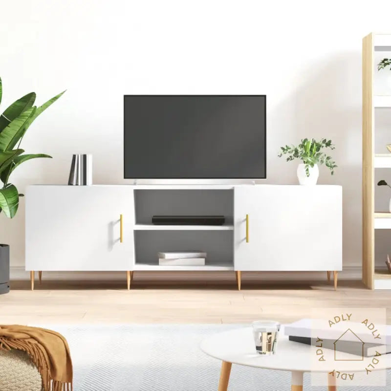 Tv-Benk Hvit 150X30X50 Cm Konstruert Tre