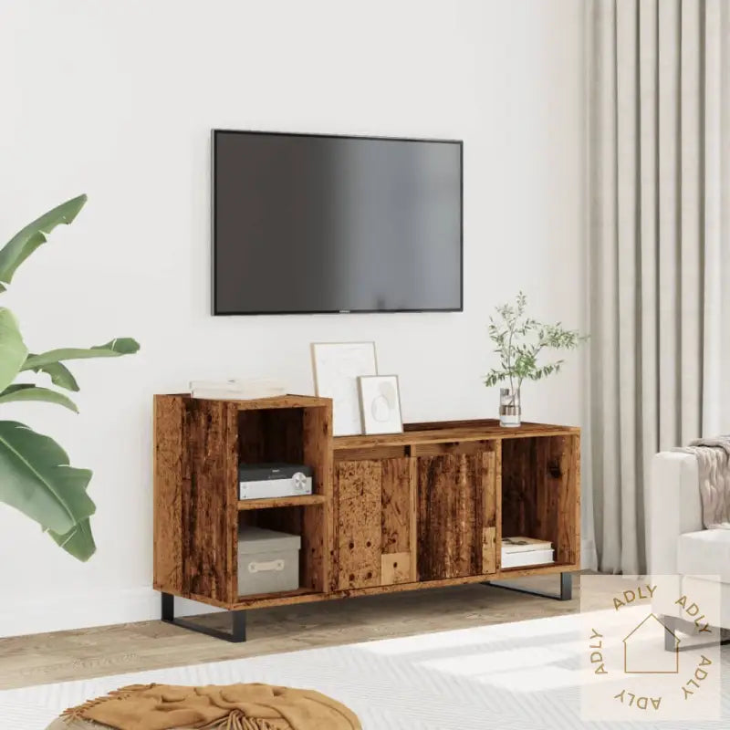 Tv-Benk Gammelt Tre 100X35X55 Cm Konstruert Tre