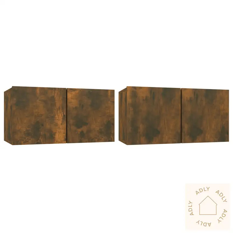 Hengende Tv-Benker 2 Stk Røkt Eik 60X30X30 Cm