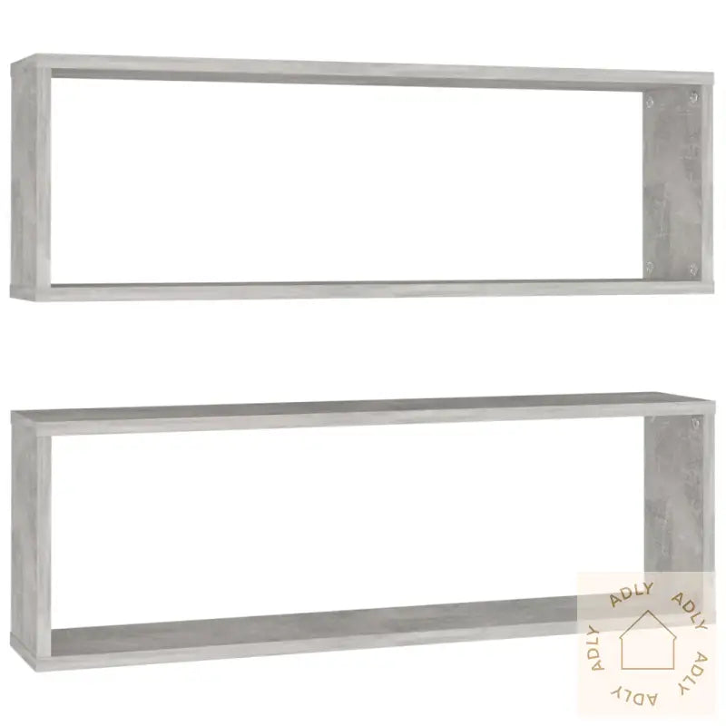 Vegghyller Kube 2 Stk Betonggrå 80X15X26,5 Cm Konstruert Tre