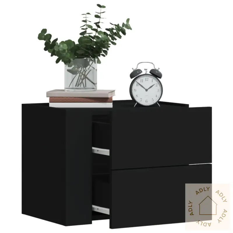 Veggmontert Nattbord Svart 45X30X35 Cm
