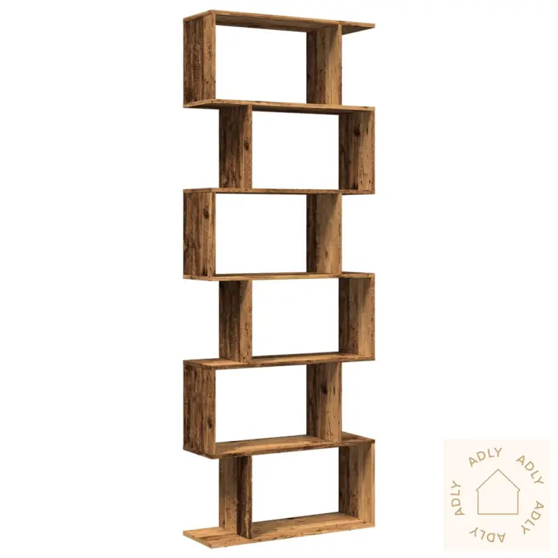 Romdeler Bokhylle 6 Lag Gammelt Tre 70X24X193 Cm Konstruert Tre