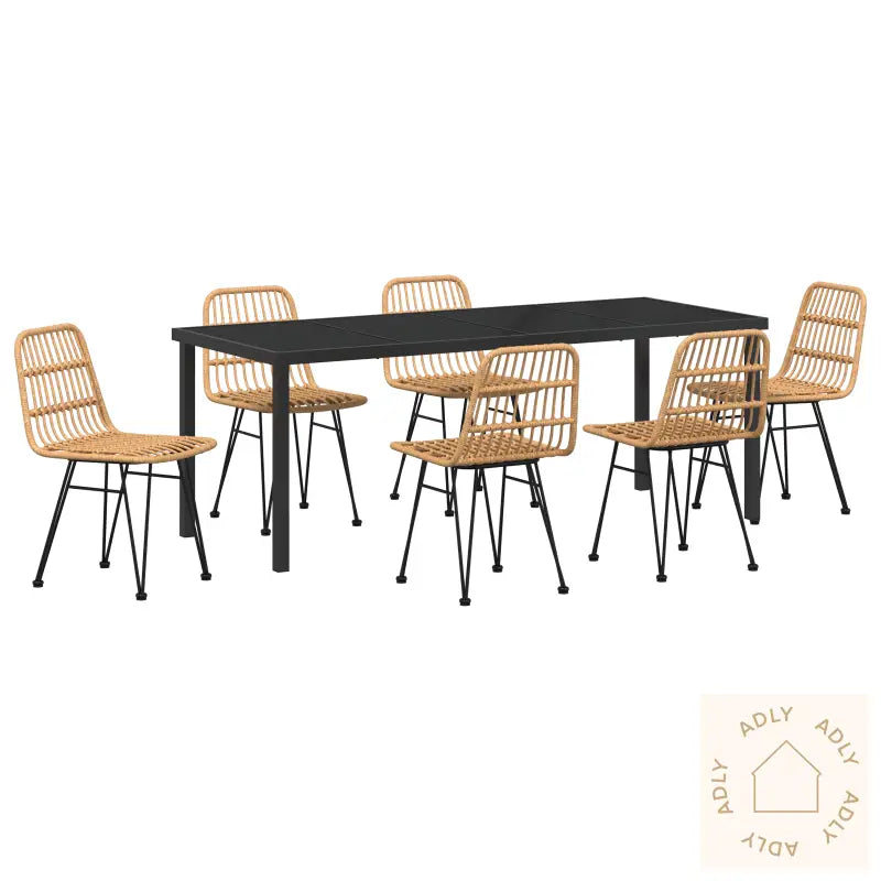 7-Delt Hagemøbel-Sett Brun Poly Rattan