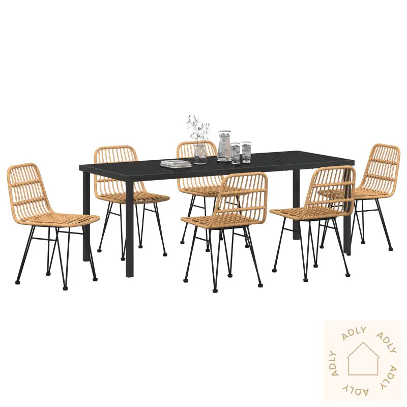 7-Delt Hagemøbel-Sett Brun Poly Rattan