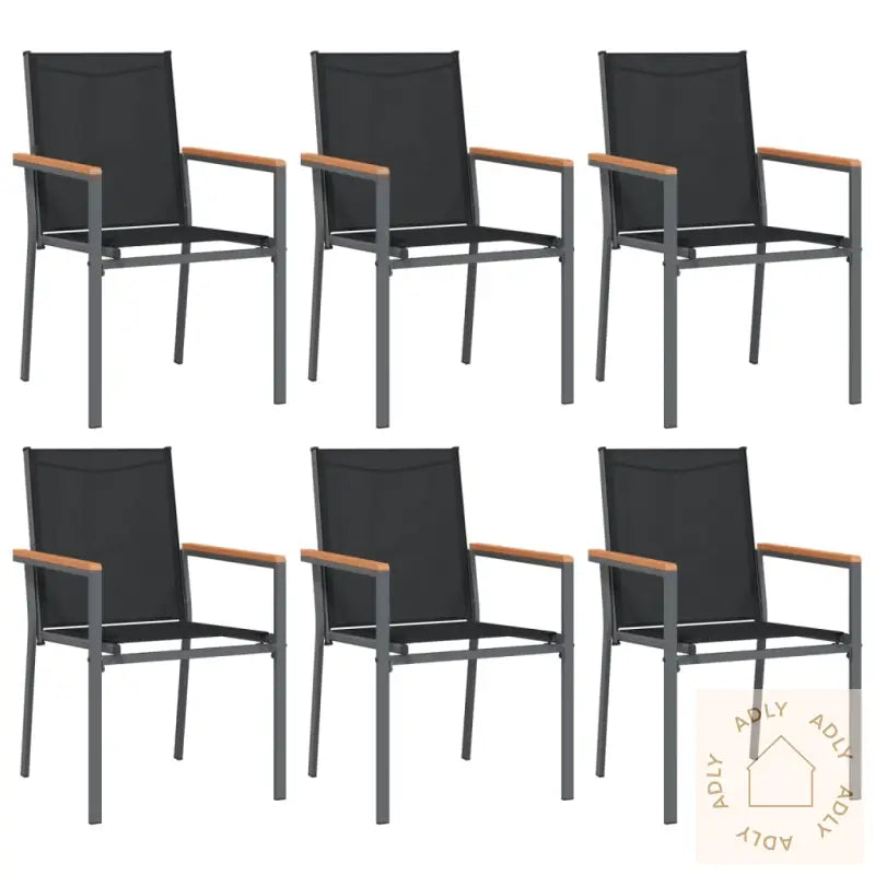 Hagestoler 6 Stk Svart 55X61,5X90 Cm Textilene Og Stål