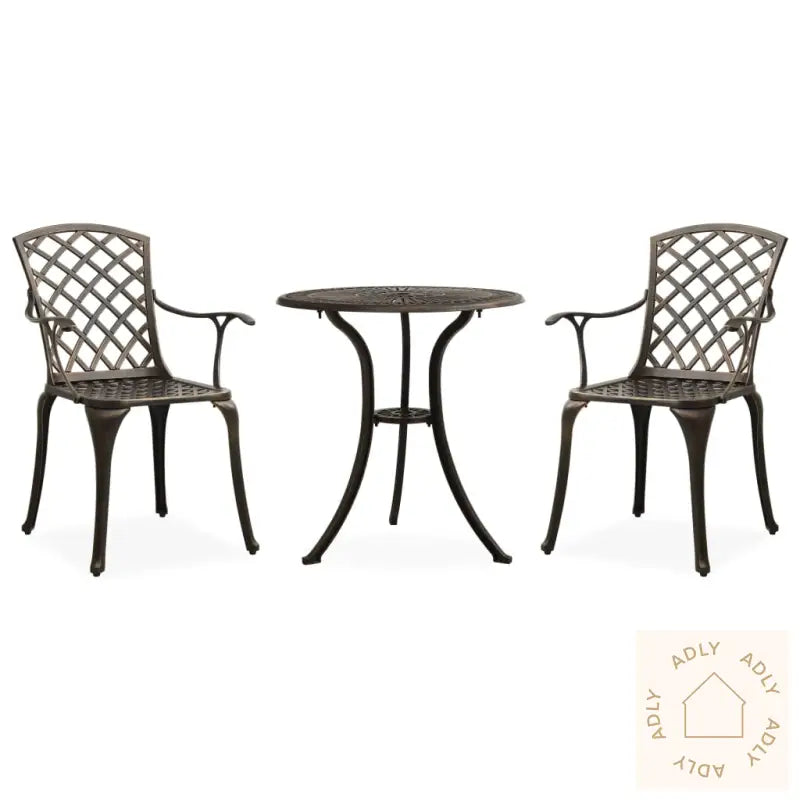 Bistrosett 3 Deler Støpt Aluminium Bronse