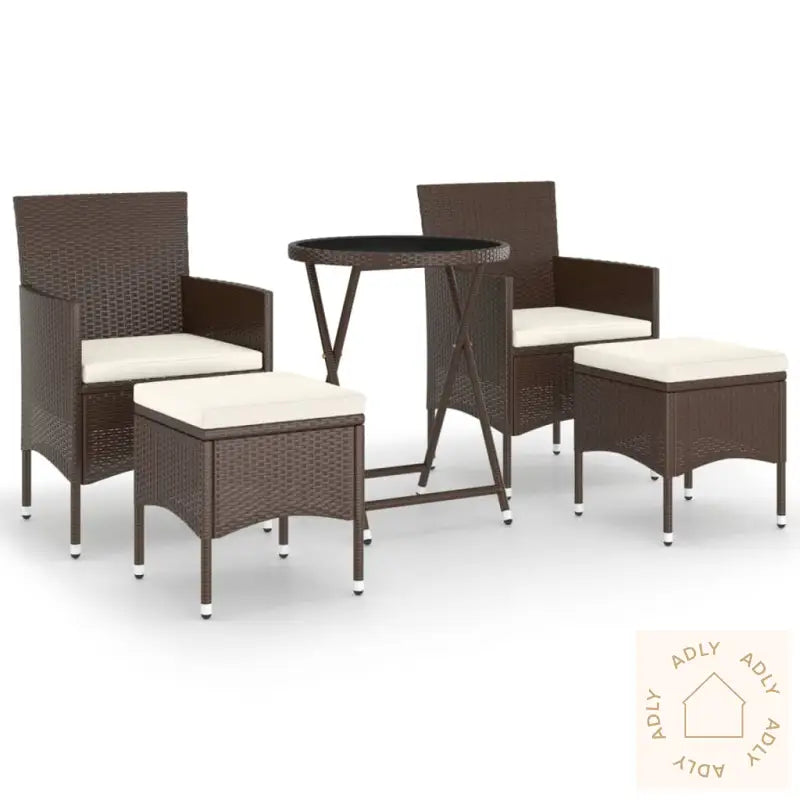 Hagebistrosett 5 Deler Polyrotting Og Herdet Glass Brun