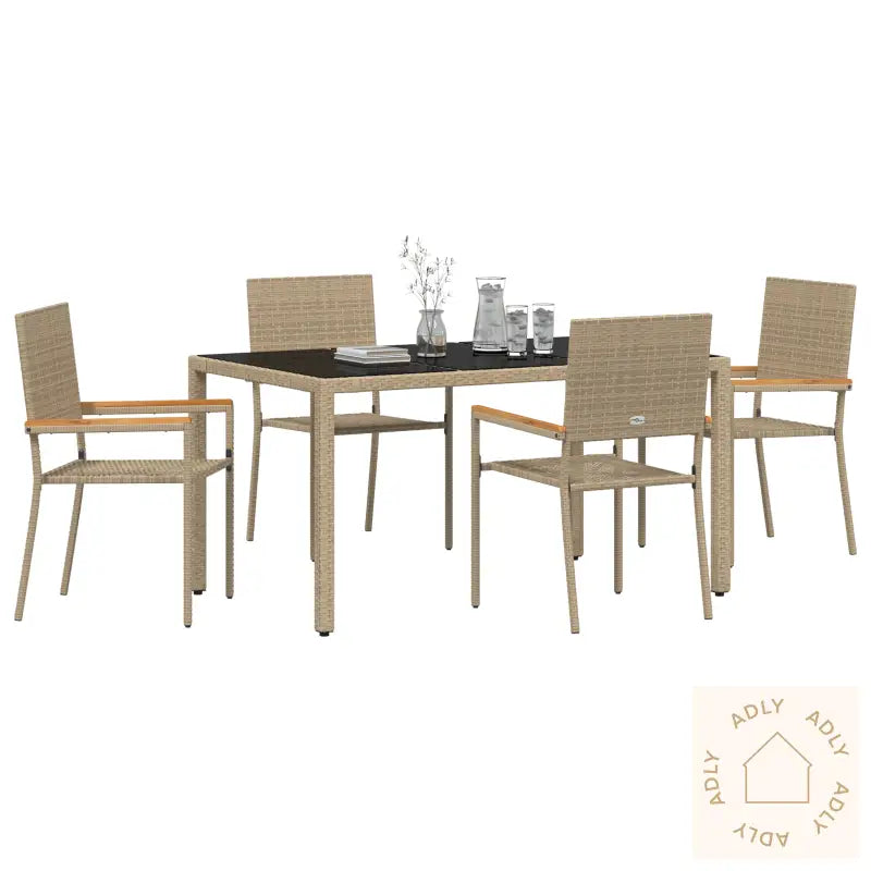 5 Delers Hage Spisebord Beige Poly Rotting