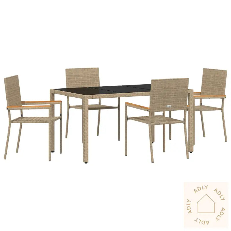 5 Delers Hage Spisebord Beige Poly Rotting