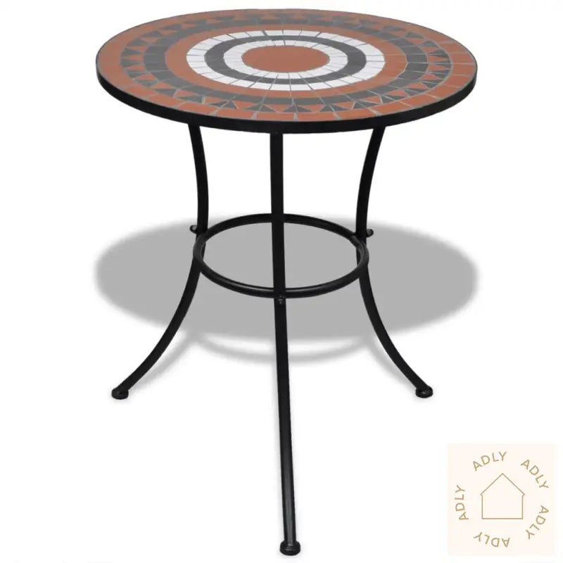 Bistrosett Med Keramikkfliser 3 Deler Terrakotta Og Hvit