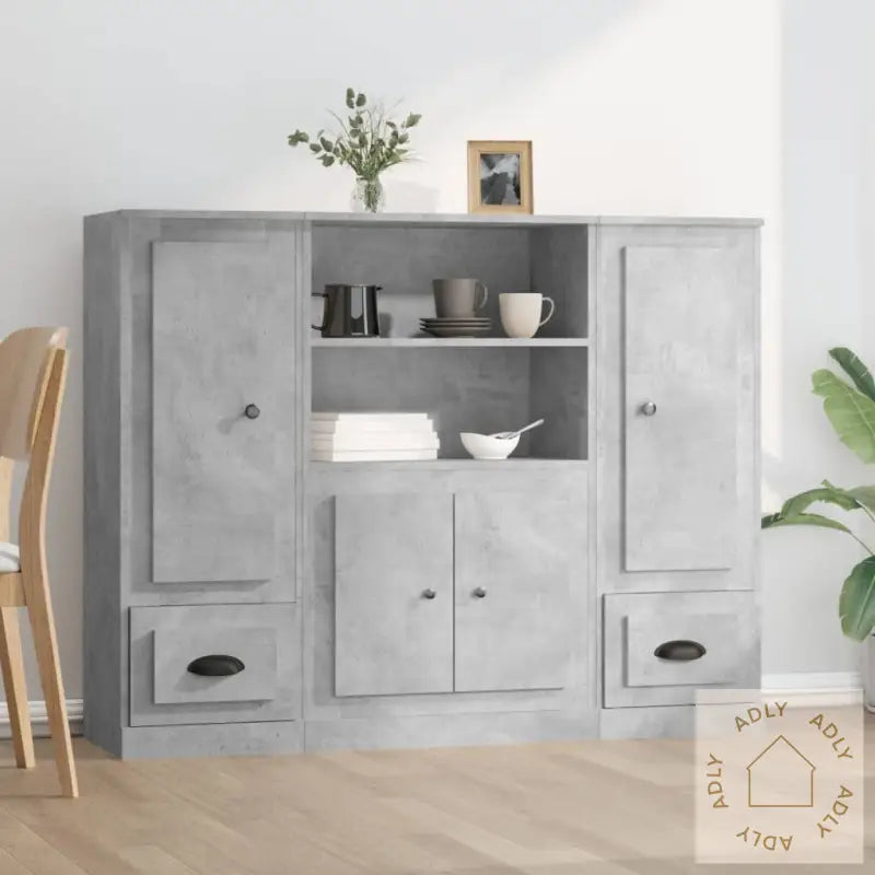 Highboards 3 Stk Betonggrå Konstruert Tre