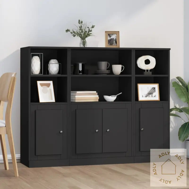 Highboards 3 Stk Svart Konstruert Tre