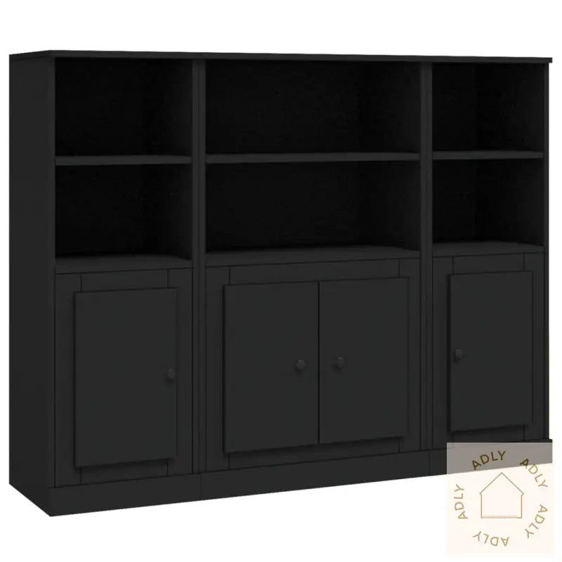 Highboards 3 Stk Svart Konstruert Tre