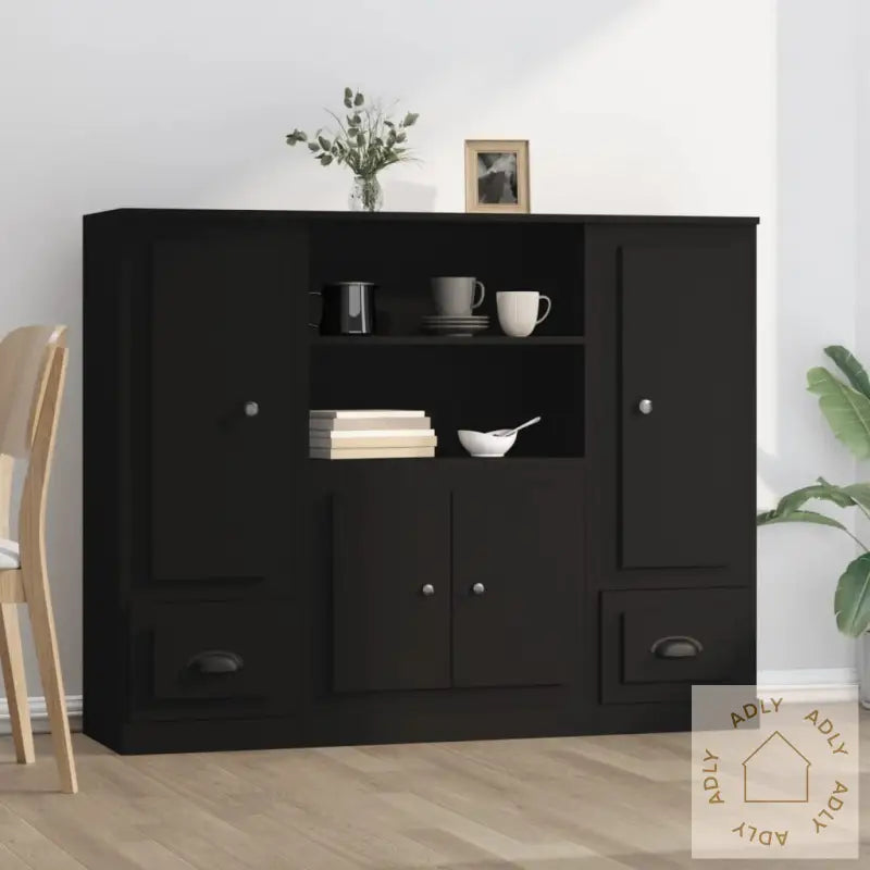 Highboards 3 Stk Svart Konstruert Tre