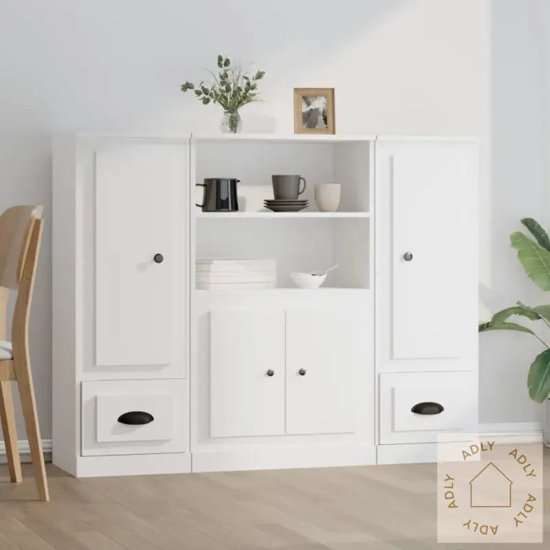 Highboards 3 Stk Hvit Konstruert Tre