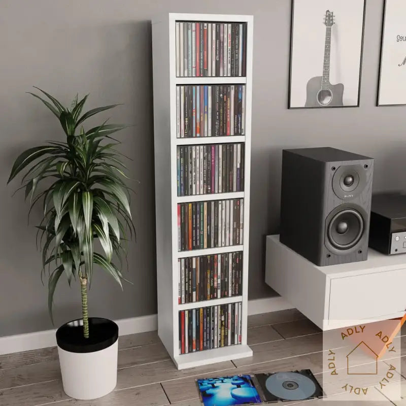 Cd-Skap Hvit 21X20X88 Cm Konstruert Tre