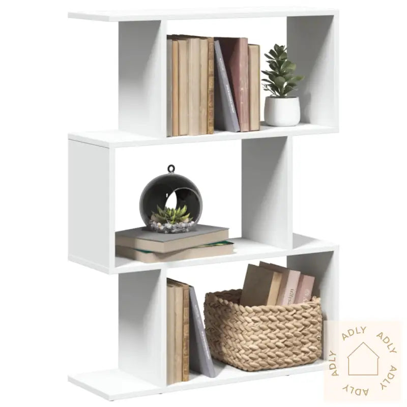 Romdeler Bokhylle 3 Etasjer Hvit 70X24X97 Cm Konstruert Tre