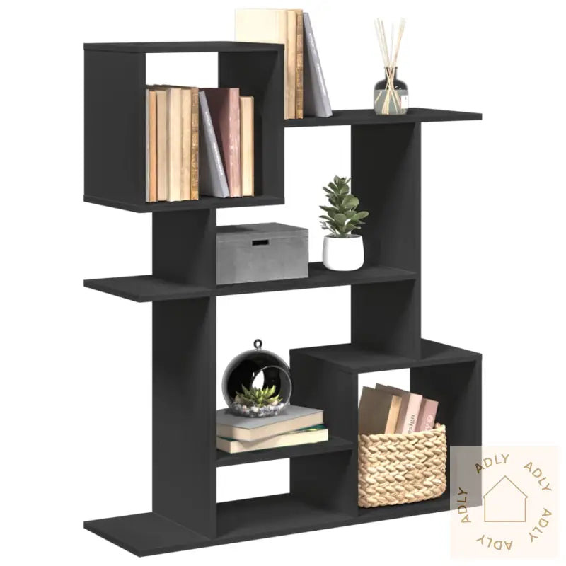 Romdeler Bokhylle Svart 92X29X112 Cm Konstruert Tre