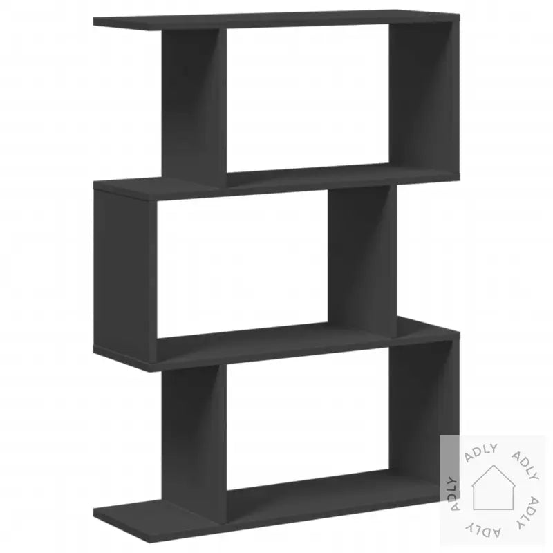 Romdeler Bokhylle 3 Etasjer Svart 70X24X97 Cm Konstruert Tre
