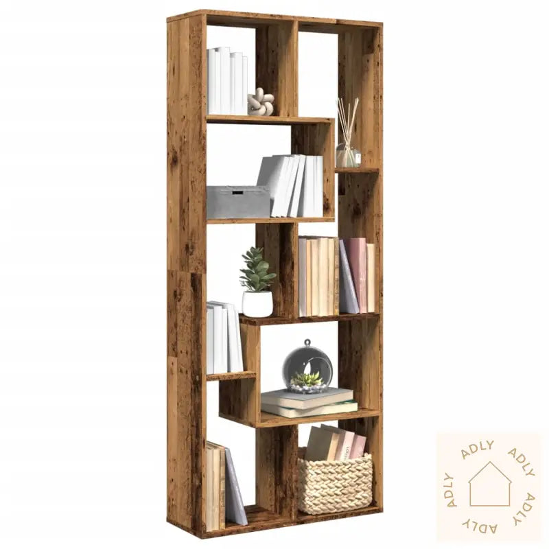 Romdeler Bokhylle Gammel Tre 67X25X161,5 Cm Konstruert Tre