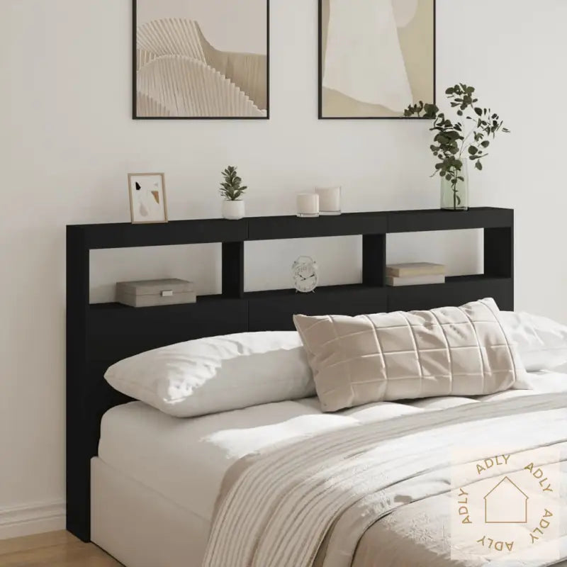Hodegavl Skap Med Led Svart 180X17X102 Cm