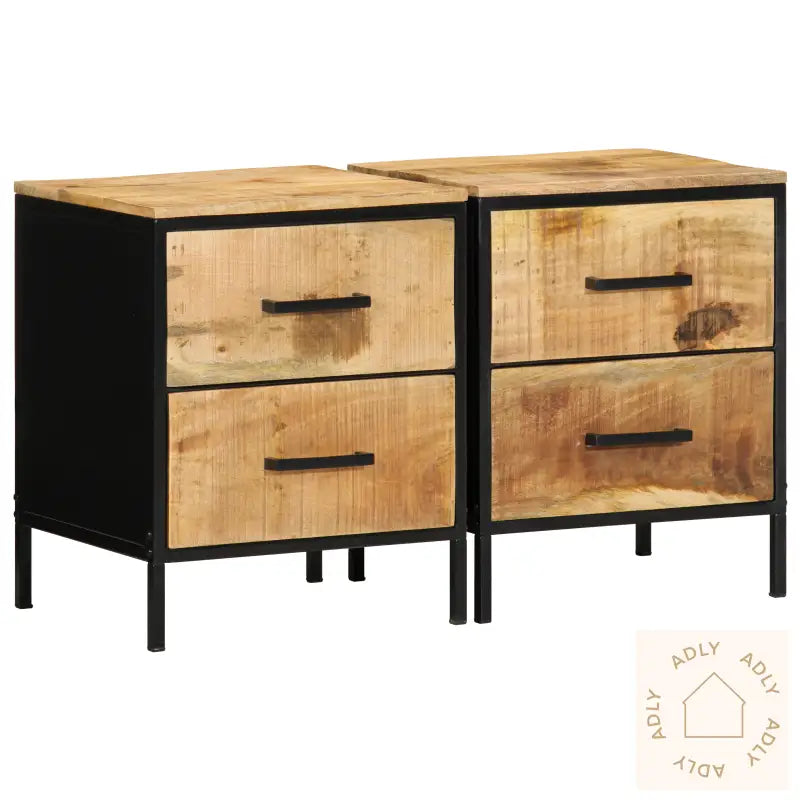 Sengebord 2 Stk 40X35X50 Cm Massivt Tre Grovt Mango