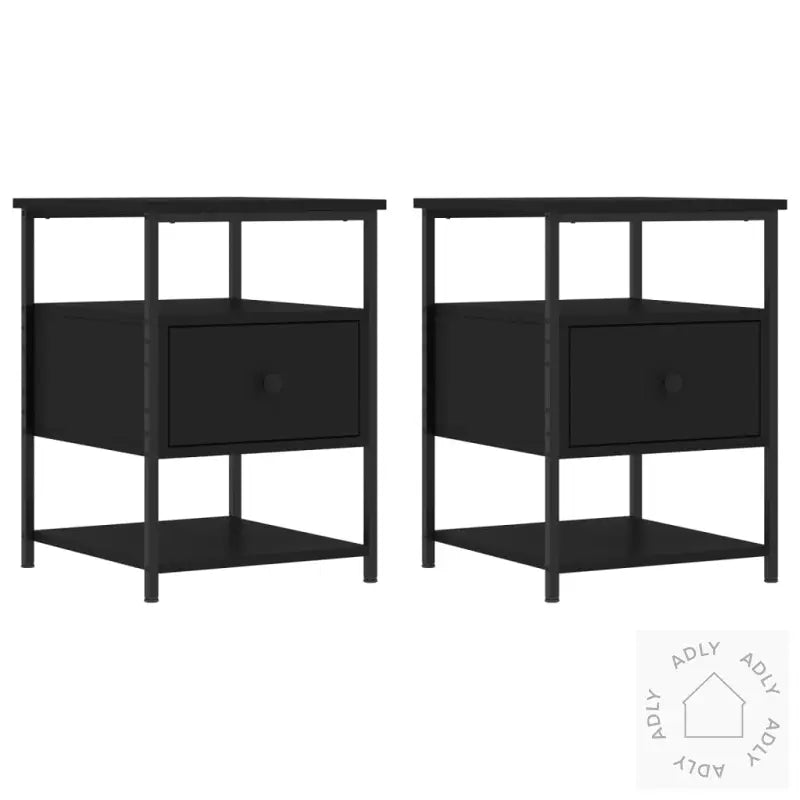 Nattbord 2 Stk Svart 40X42X56 Cm Konstruert Tre
