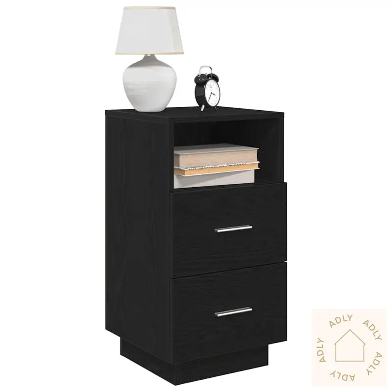 Nattbord 2 Stk Med 2 Skuffer Svart 36X36X68 Cm