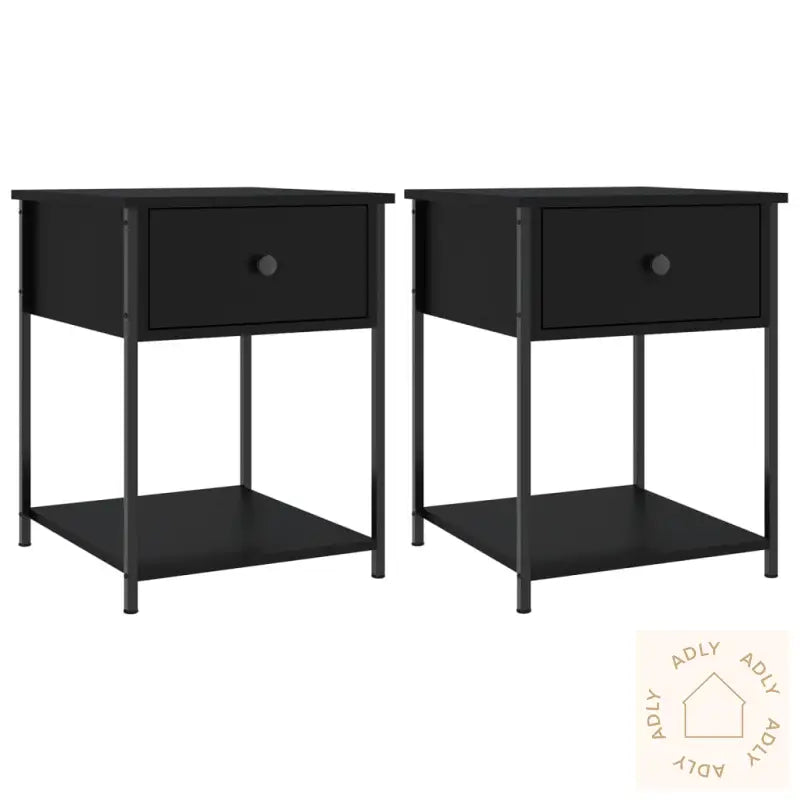 Nattbord 2 Stk Svart 44X45X58 Cm Konstruert Tre