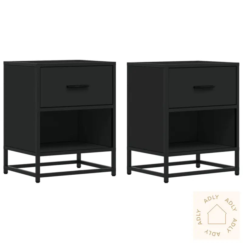 Nattbord 2 Stk Svart 40X31X50 Cm Heltre Furu