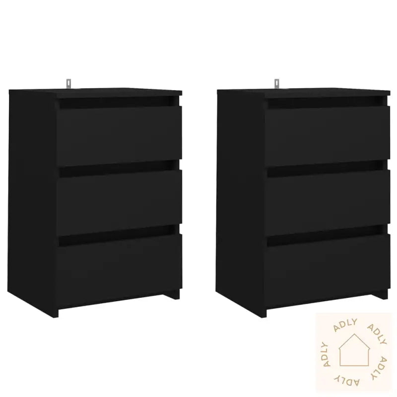 Nattbord 2 Stk Svart 40X35X62,5 Cm Konstruert Tre